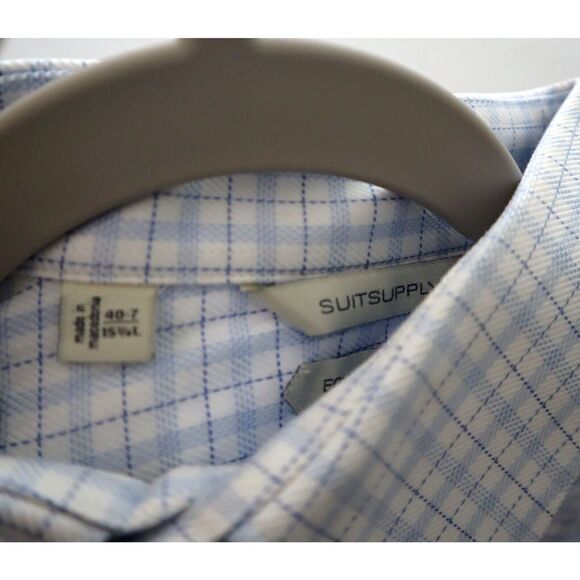 Suitsupply Men Sz 40-7 / 15 3/4L Plaid Egyptian Cotton Button Down L/S Shirt $12 - Picture 6 of 12